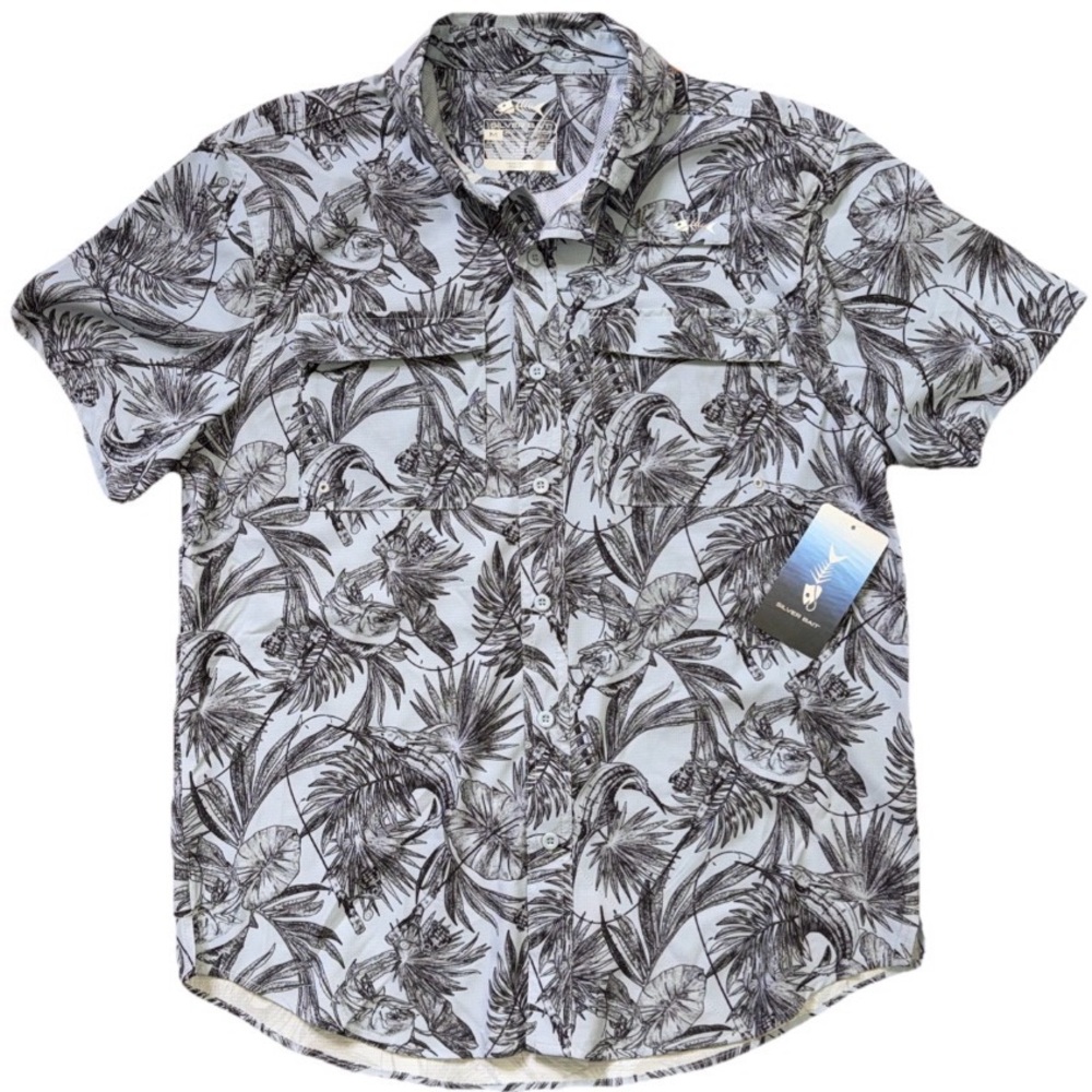 SILVER BAIT MEN’S OUTDOORS FISHING VENTILATED PRINT SHIRT BOTTON DOWN